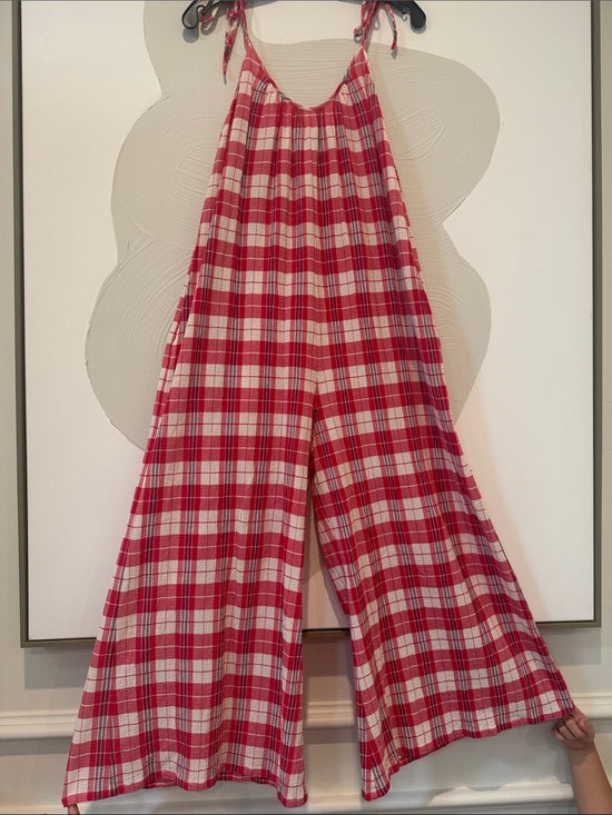 Suzi Kondi Dresses & Skirts - Suzi Kondi Red and White Plaid Wide-Leg small Jumpsuit